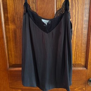 Black silk lace trimmed cami